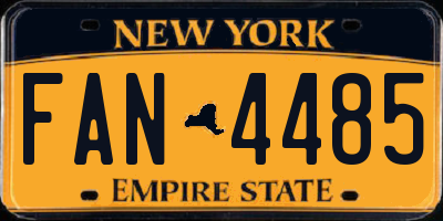 NY license plate FAN4485