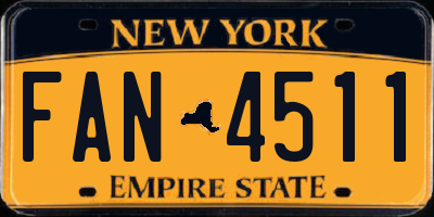 NY license plate FAN4511