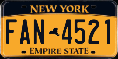 NY license plate FAN4521