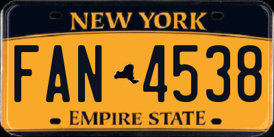 NY license plate FAN4538