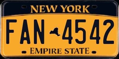 NY license plate FAN4542