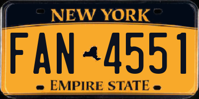 NY license plate FAN4551
