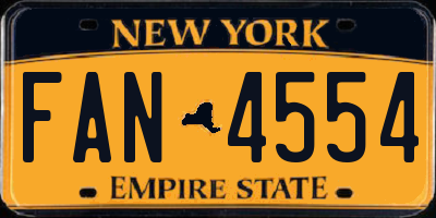 NY license plate FAN4554