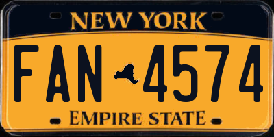 NY license plate FAN4574