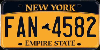 NY license plate FAN4582