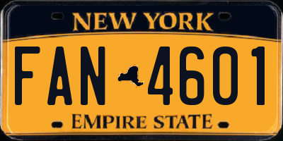NY license plate FAN4601