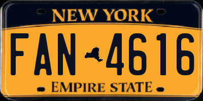 NY license plate FAN4616