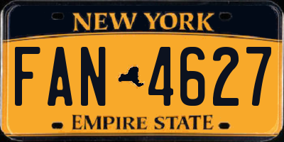 NY license plate FAN4627