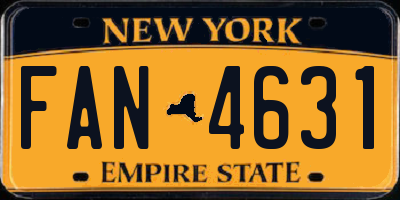 NY license plate FAN4631