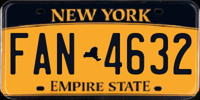 NY license plate FAN4632