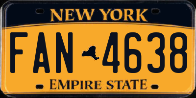 NY license plate FAN4638