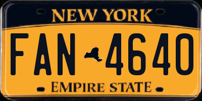 NY license plate FAN4640