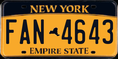 NY license plate FAN4643