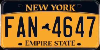 NY license plate FAN4647