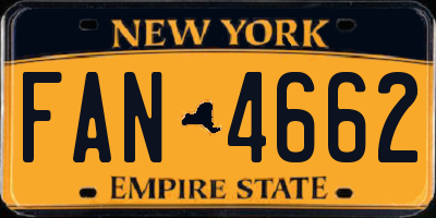 NY license plate FAN4662