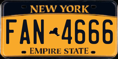 NY license plate FAN4666