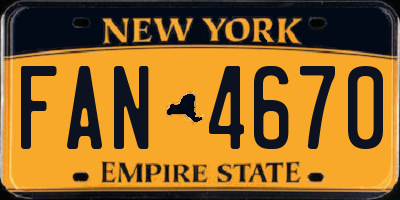 NY license plate FAN4670