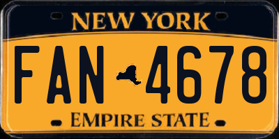 NY license plate FAN4678