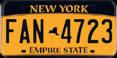 NY license plate FAN4723