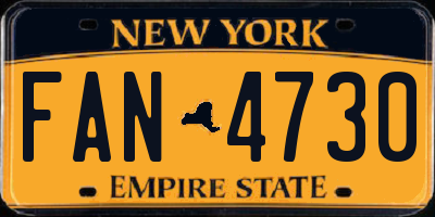 NY license plate FAN4730