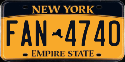 NY license plate FAN4740