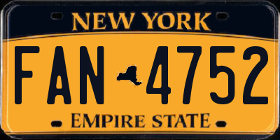 NY license plate FAN4752