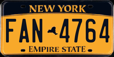 NY license plate FAN4764