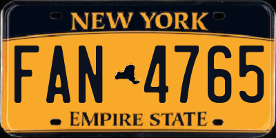 NY license plate FAN4765