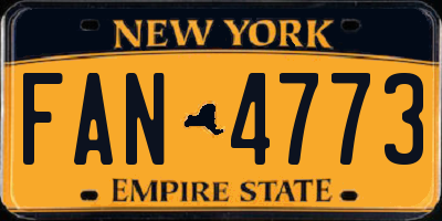NY license plate FAN4773