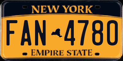 NY license plate FAN4780