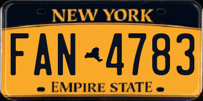 NY license plate FAN4783