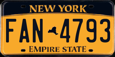 NY license plate FAN4793