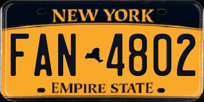 NY license plate FAN4802