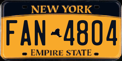 NY license plate FAN4804