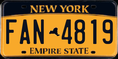 NY license plate FAN4819