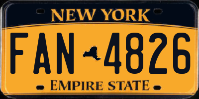 NY license plate FAN4826