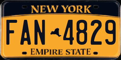 NY license plate FAN4829