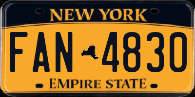 NY license plate FAN4830