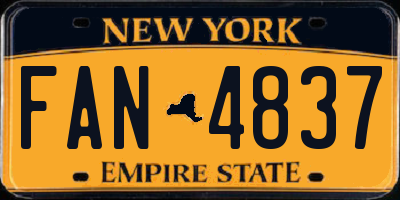 NY license plate FAN4837