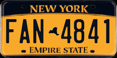 NY license plate FAN4841