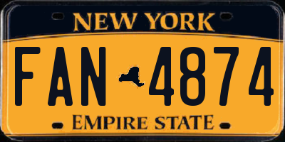 NY license plate FAN4874