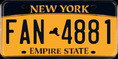 NY license plate FAN4881