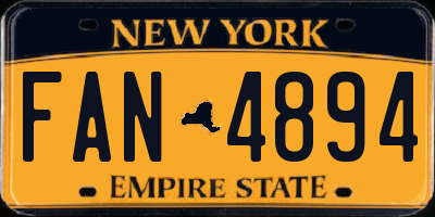NY license plate FAN4894
