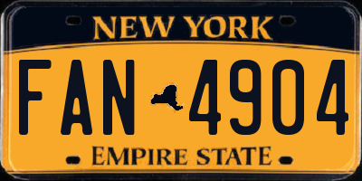 NY license plate FAN4904