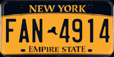 NY license plate FAN4914