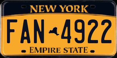 NY license plate FAN4922