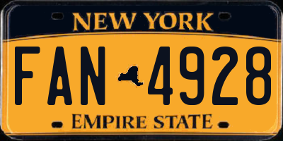 NY license plate FAN4928