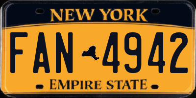NY license plate FAN4942
