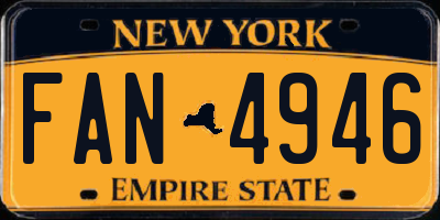 NY license plate FAN4946