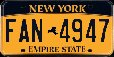 NY license plate FAN4947